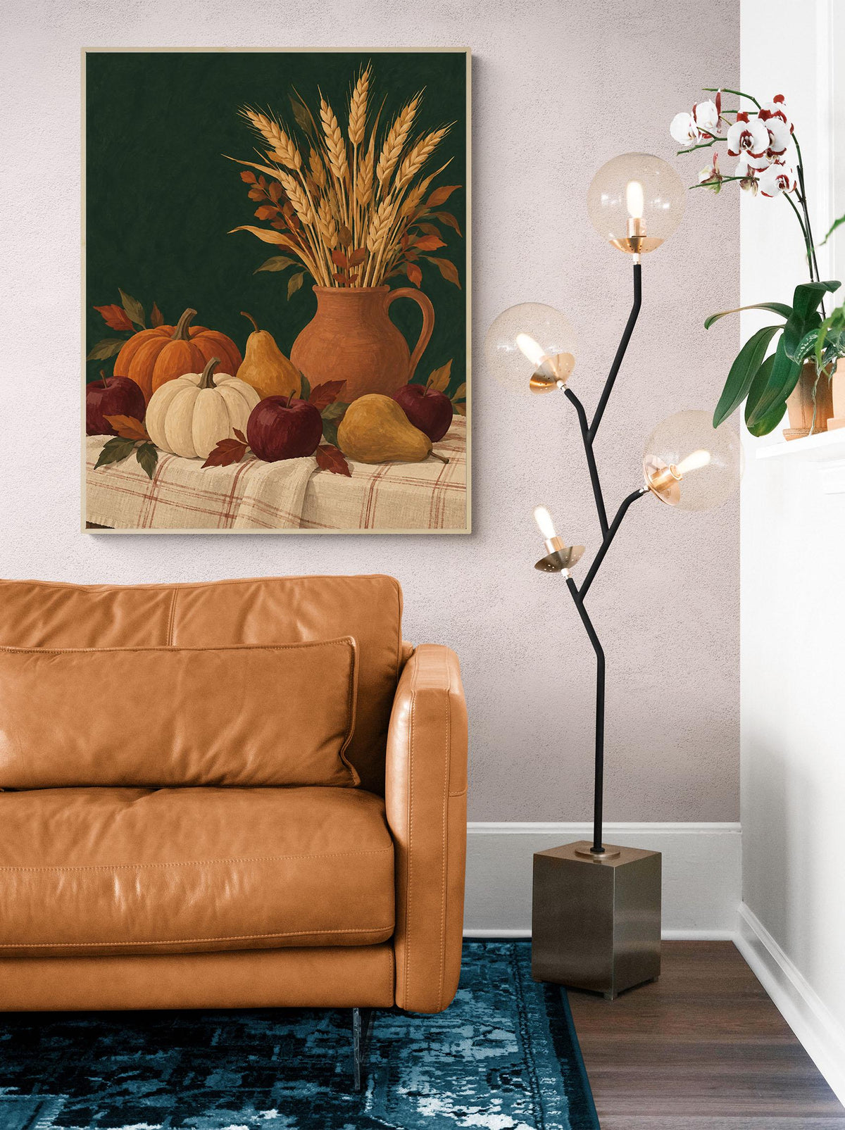 Harvest Table Art Print | Pumpkin and Pear Still Life | Autumn Kitchen and Dining Room Wall Home Decor