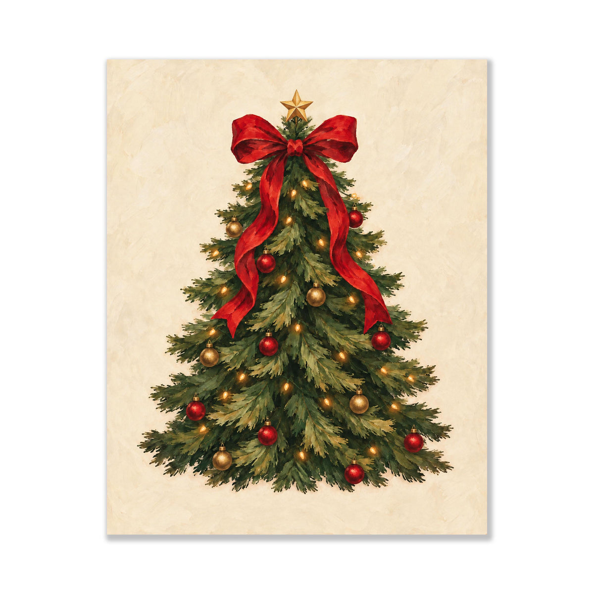 Christmas Tree Art Print, Vintage Holiday Wall Artwork, Home Decor