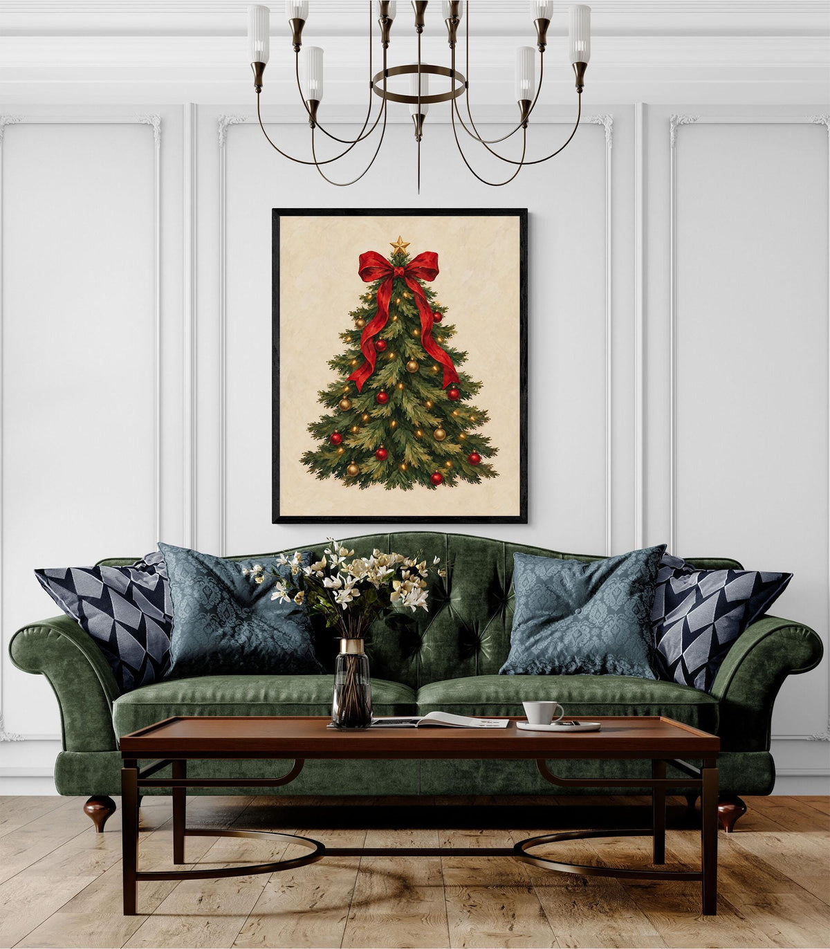 Christmas Tree Art Print, Vintage Holiday Wall Artwork, Home Decor