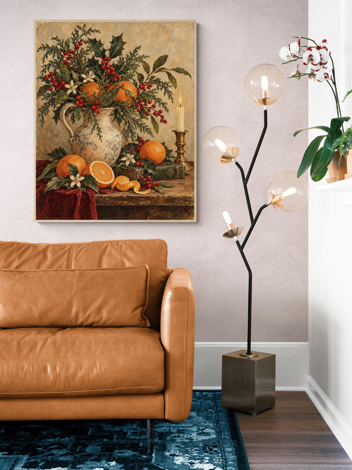 Vintage Christmas Citrus Art Print, Old World Holiday Wall Artwork, Home Decor