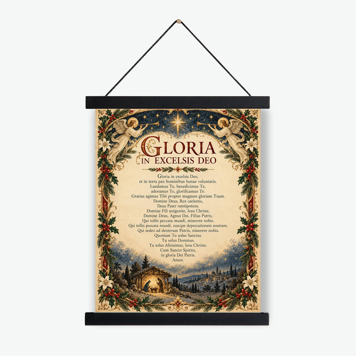 Gloria In Excelsis Deo Art Print, Latin Christmas Hymn Holiday Wall Artwork, Home Decor