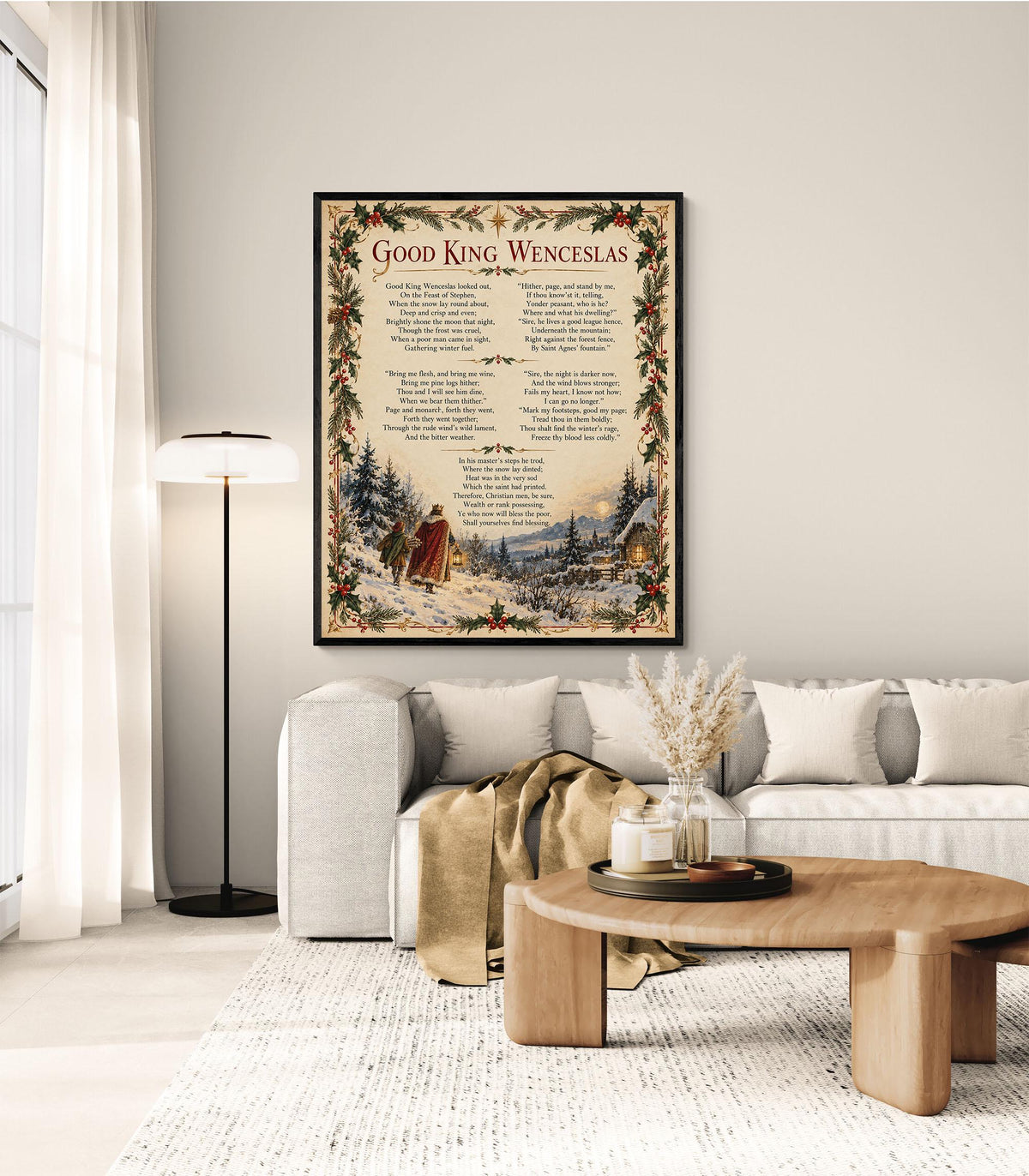 Good King Wenceslas Art Print, Christmas Carol Hymn Holiday Wall Artwork, Home Decor