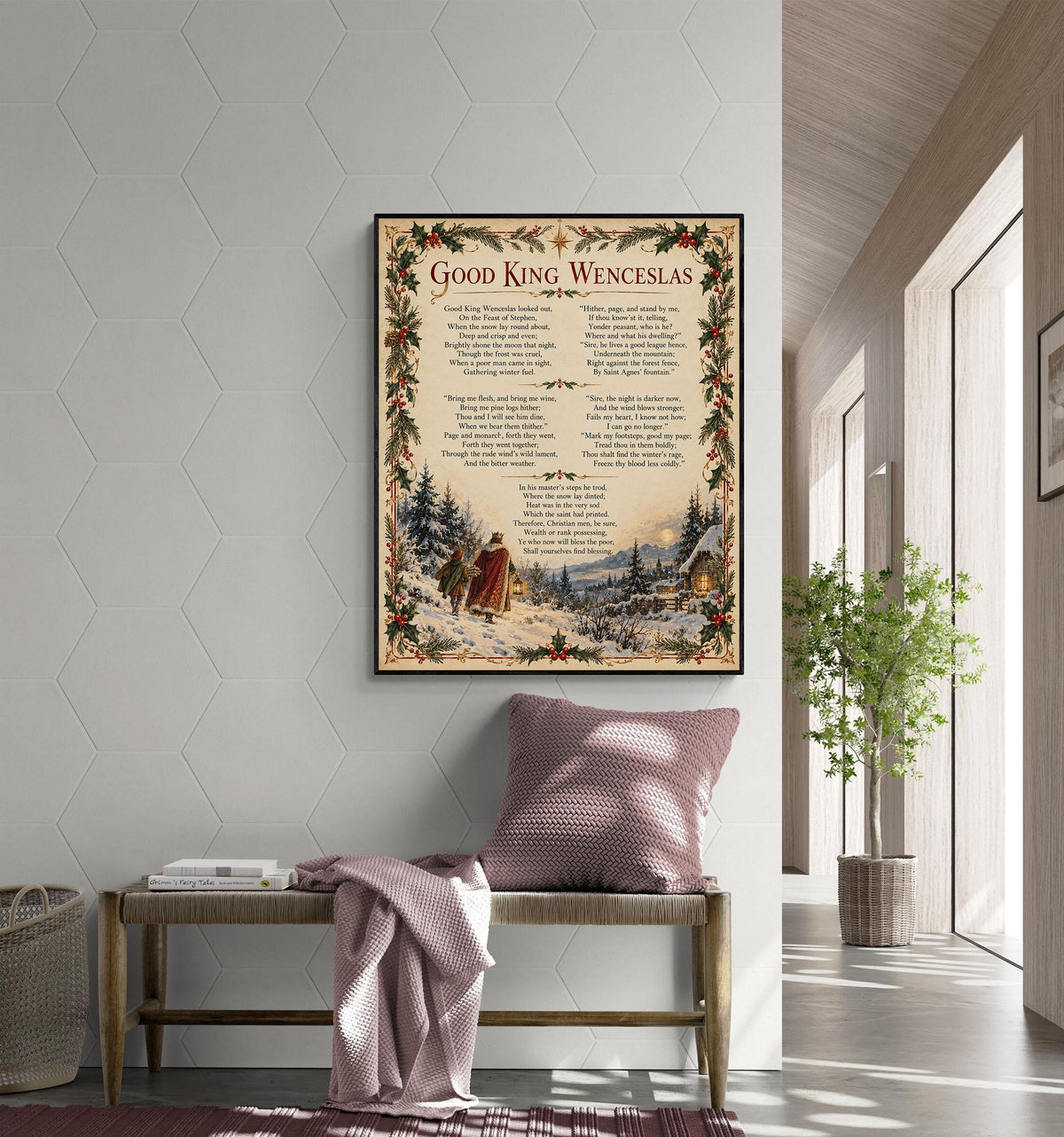 Good King Wenceslas Art Print, Christmas Carol Hymn Holiday Wall Artwork, Home Decor