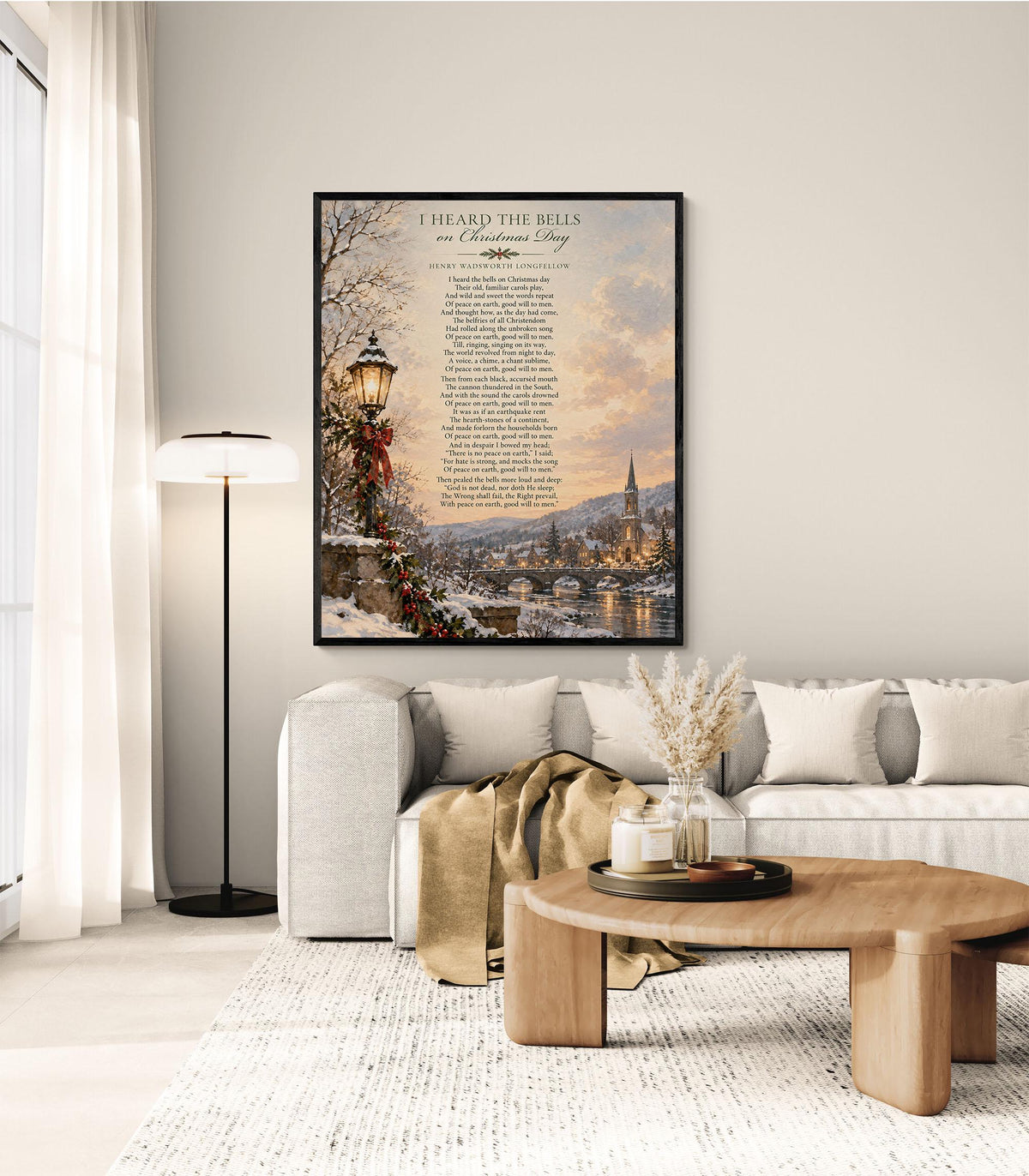I Heard The Bells On Christmas Art Print, Longfellow Holiday Wall Artwork, Home Decor