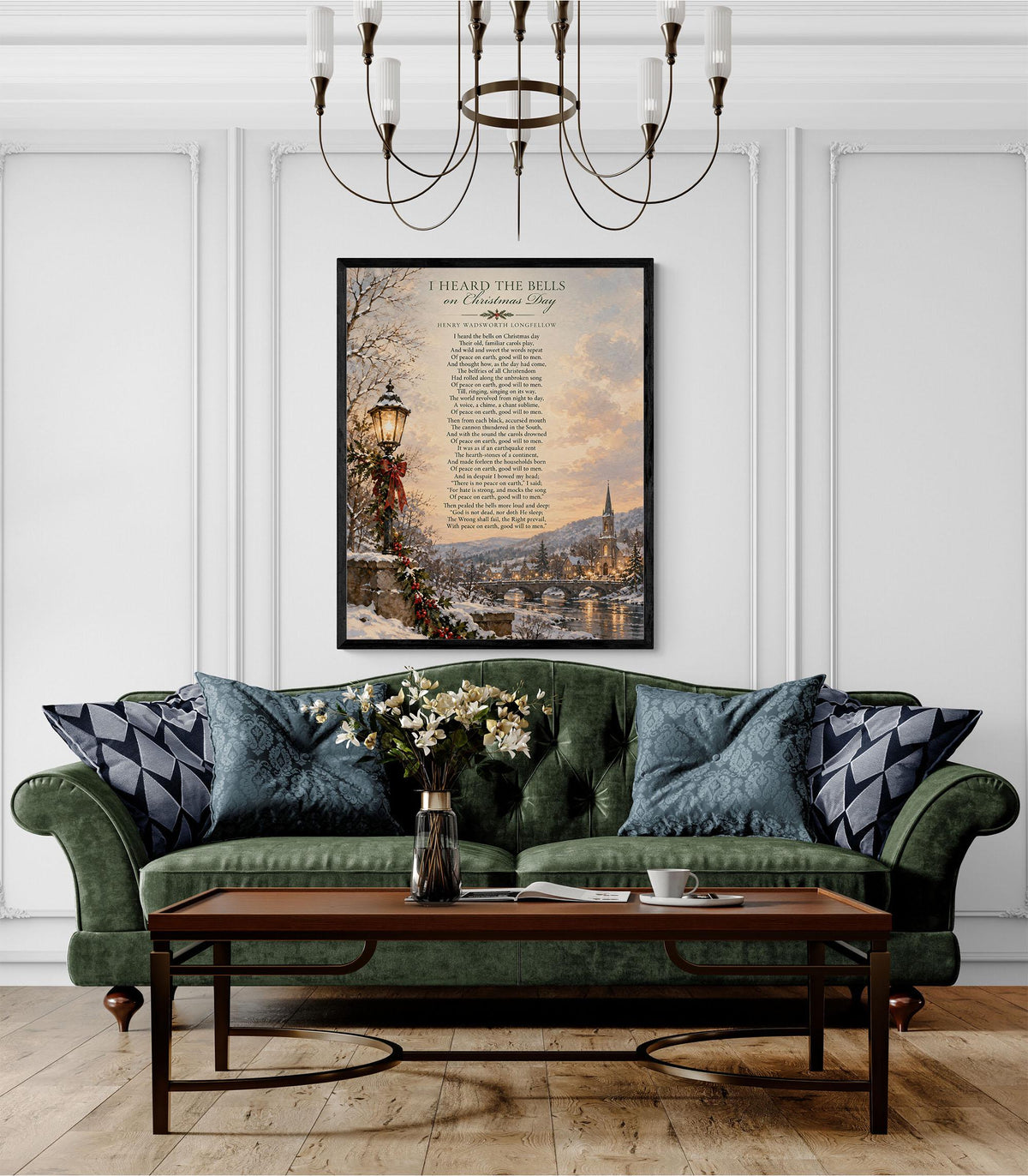 I Heard The Bells On Christmas Art Print, Longfellow Holiday Wall Artwork, Home Decor