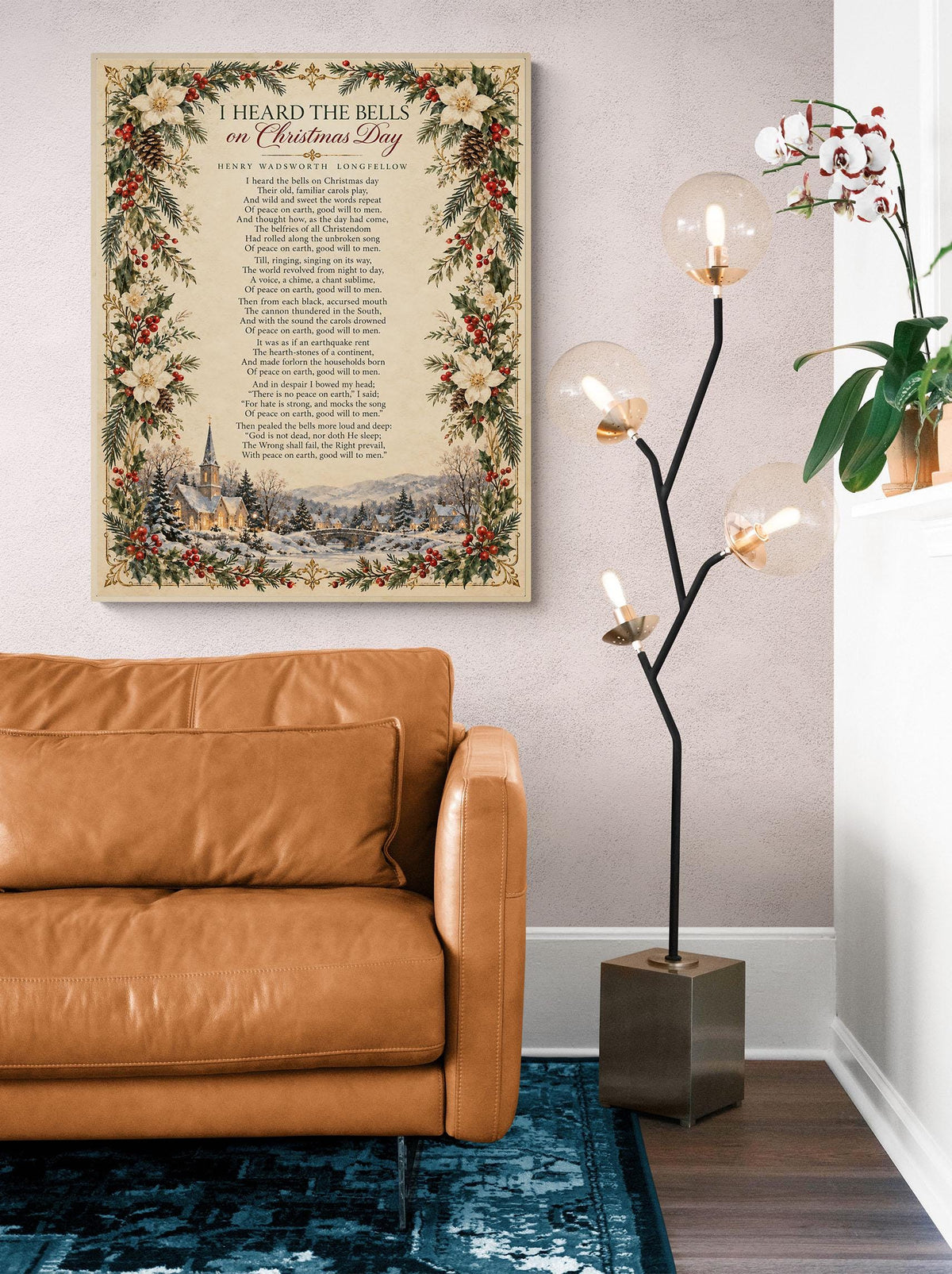 I Heard The Bells On Christmas Art Print, Longfellow Holiday Wall Artwork, Poem Home Decor