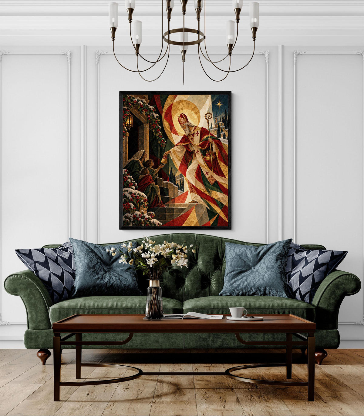 Saint Nicholas Christmas Art Print, Holiday Wall Artwork, Home Decor