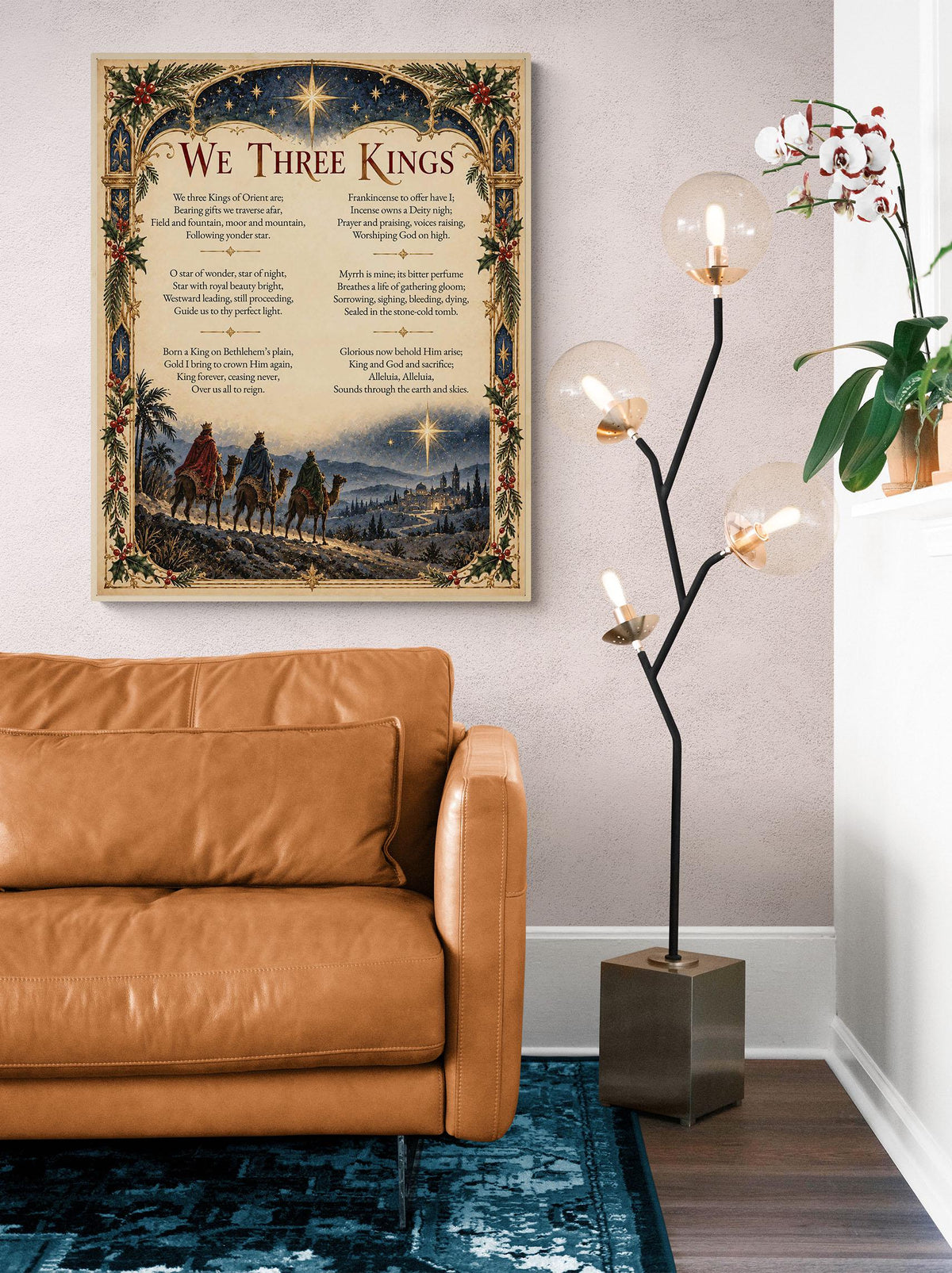 We Three Kings Art Print, Christmas Hymn Holiday Wall Artwork, Nativity Home Decor
