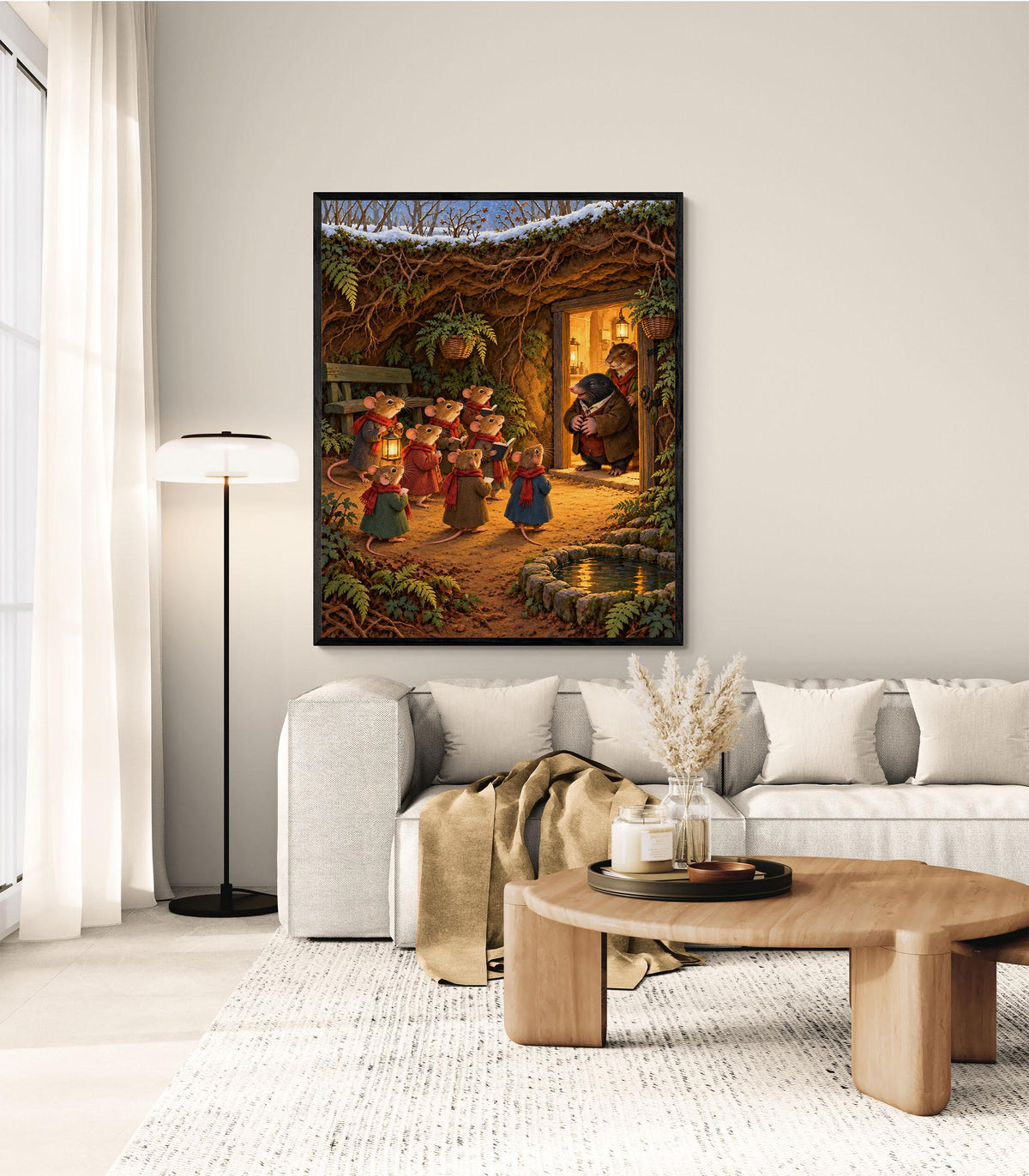 Wind in the Willows Christmas Art Print, Mole End Carolers, Literary Wall Decor