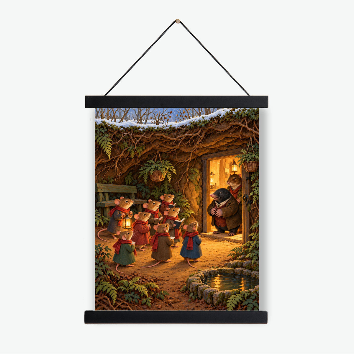 Wind in the Willows Christmas Art Print, Mole End Carolers, Literary Wall Decor