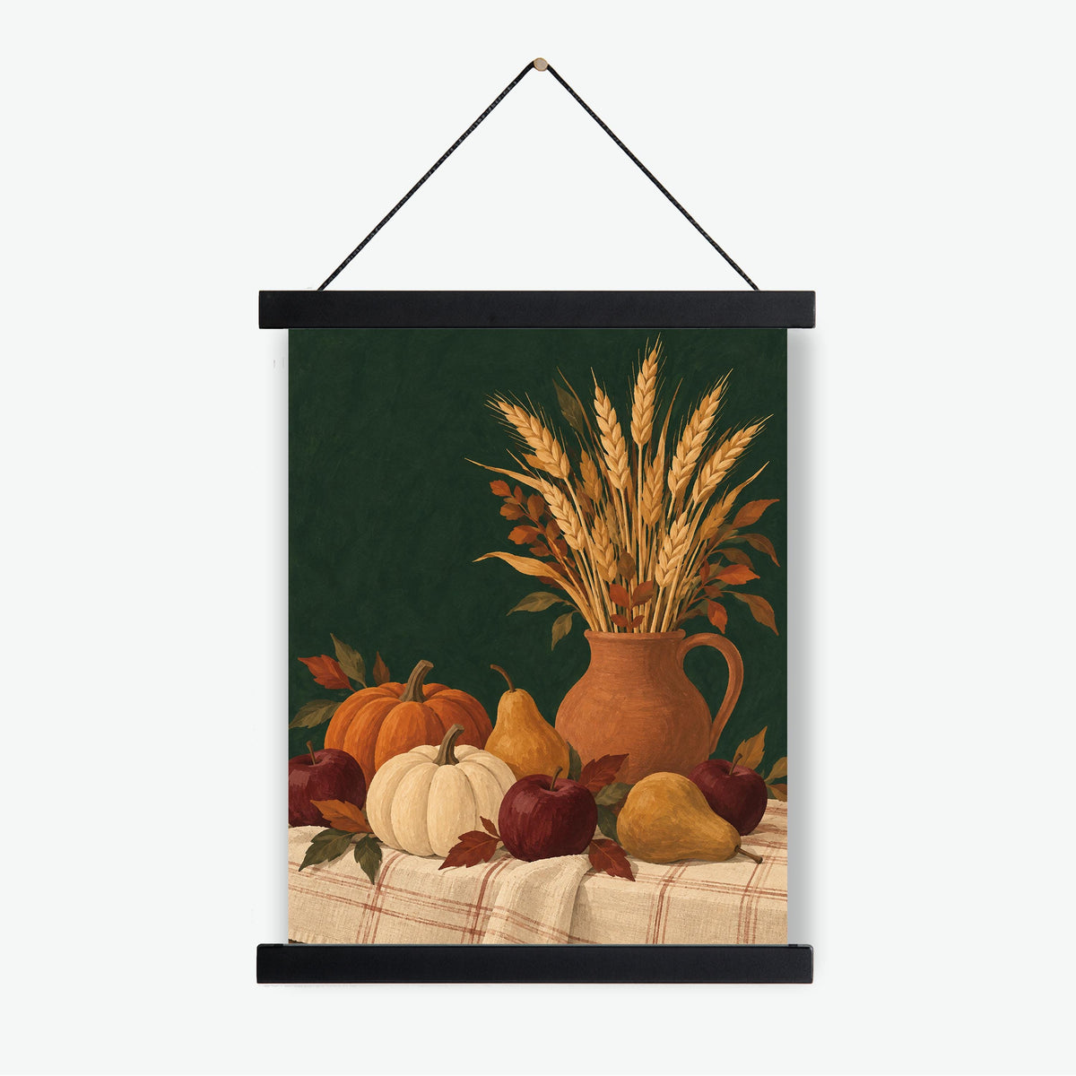 Harvest Table Art Print | Pumpkin and Pear Still Life | Autumn Kitchen and Dining Room Wall Home Decor