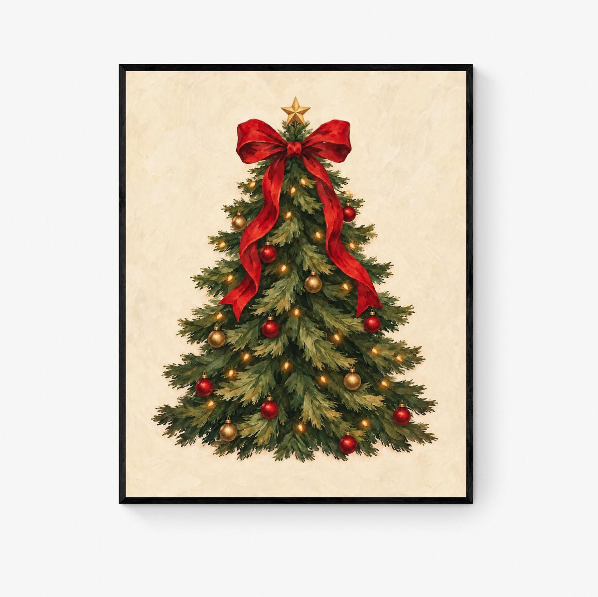 Christmas Tree Art Print, Vintage Holiday Wall Artwork, Home Decor