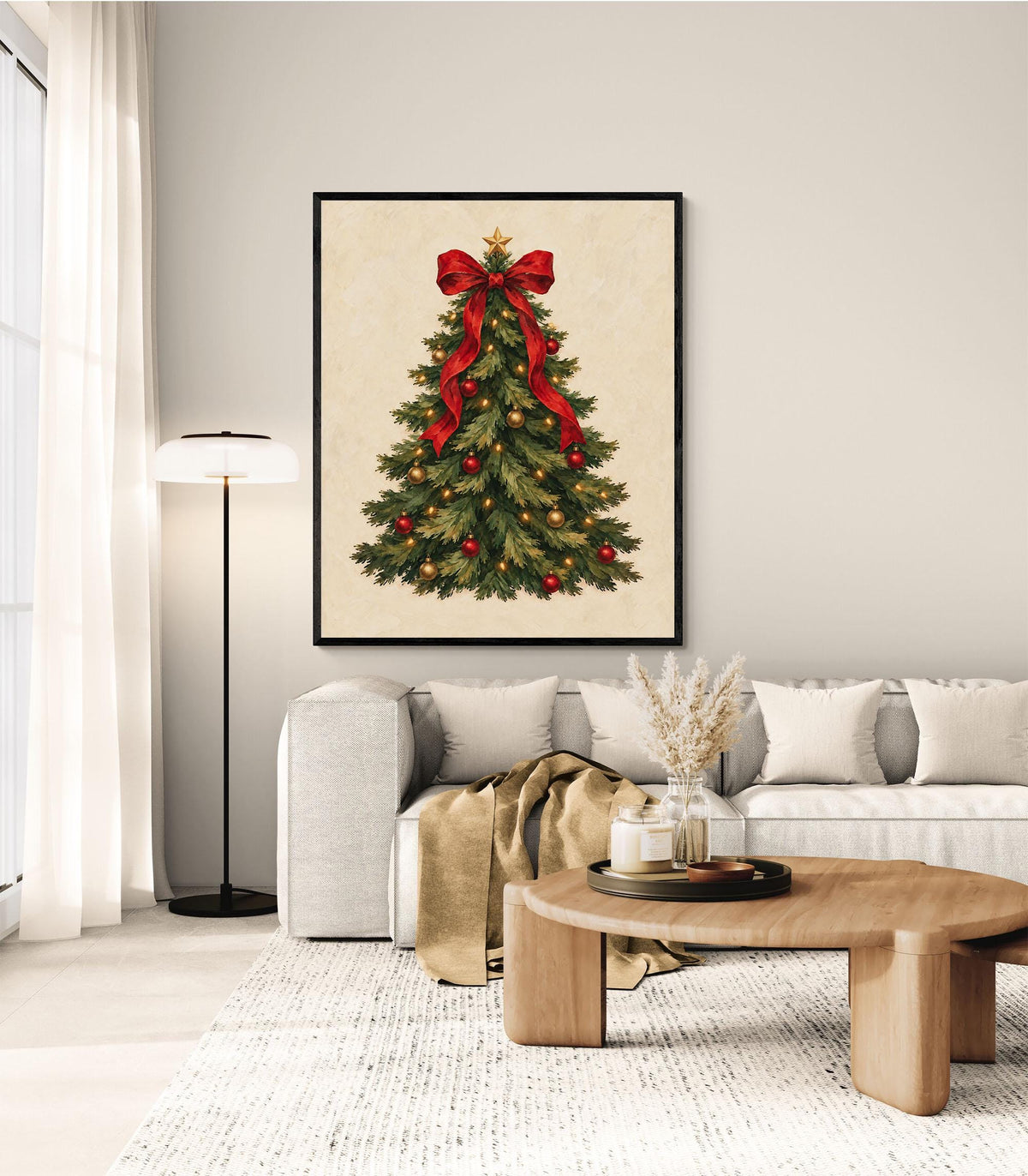 Christmas Tree Art Print, Vintage Holiday Wall Artwork, Home Decor