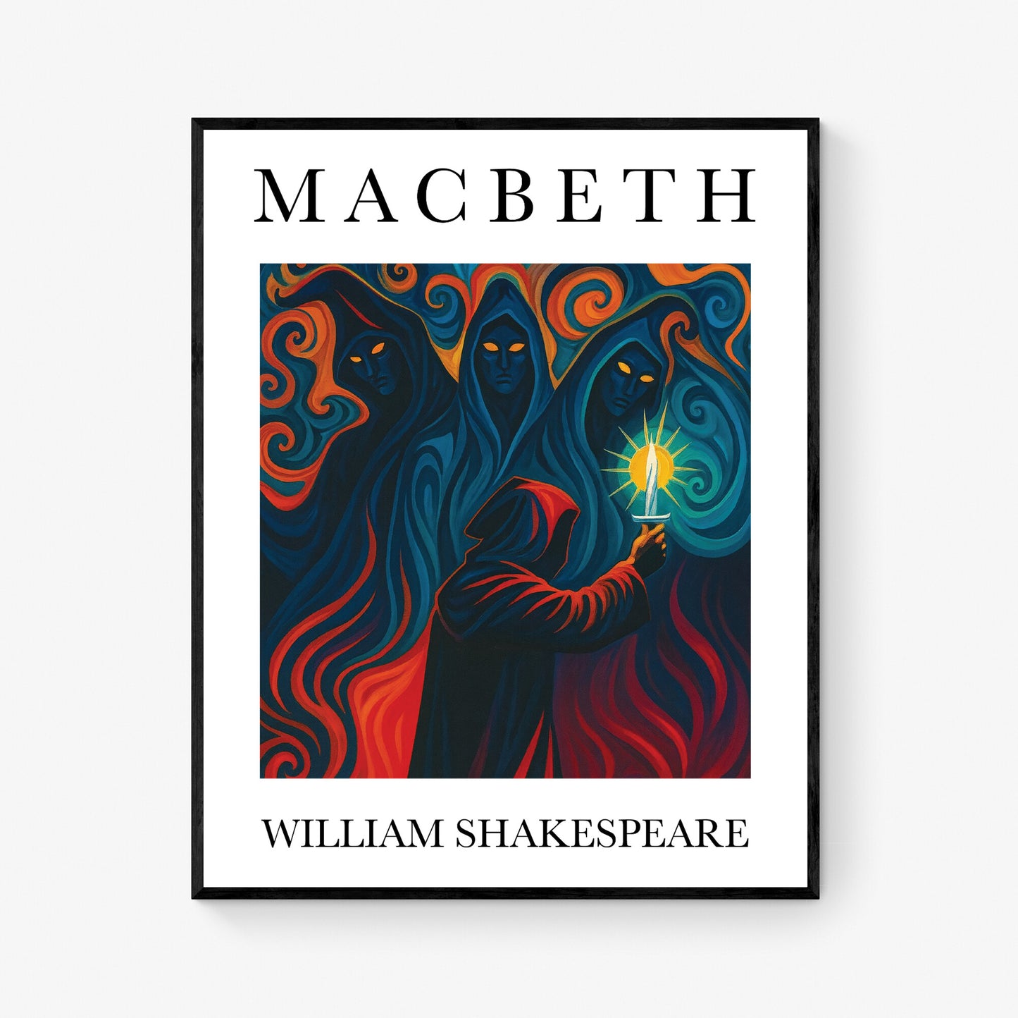 Shakespeare Art Print Poster | Macbeth Meets The Witches | Living Room | Literature Literary Book | Inspirational Motivational | Home Decor