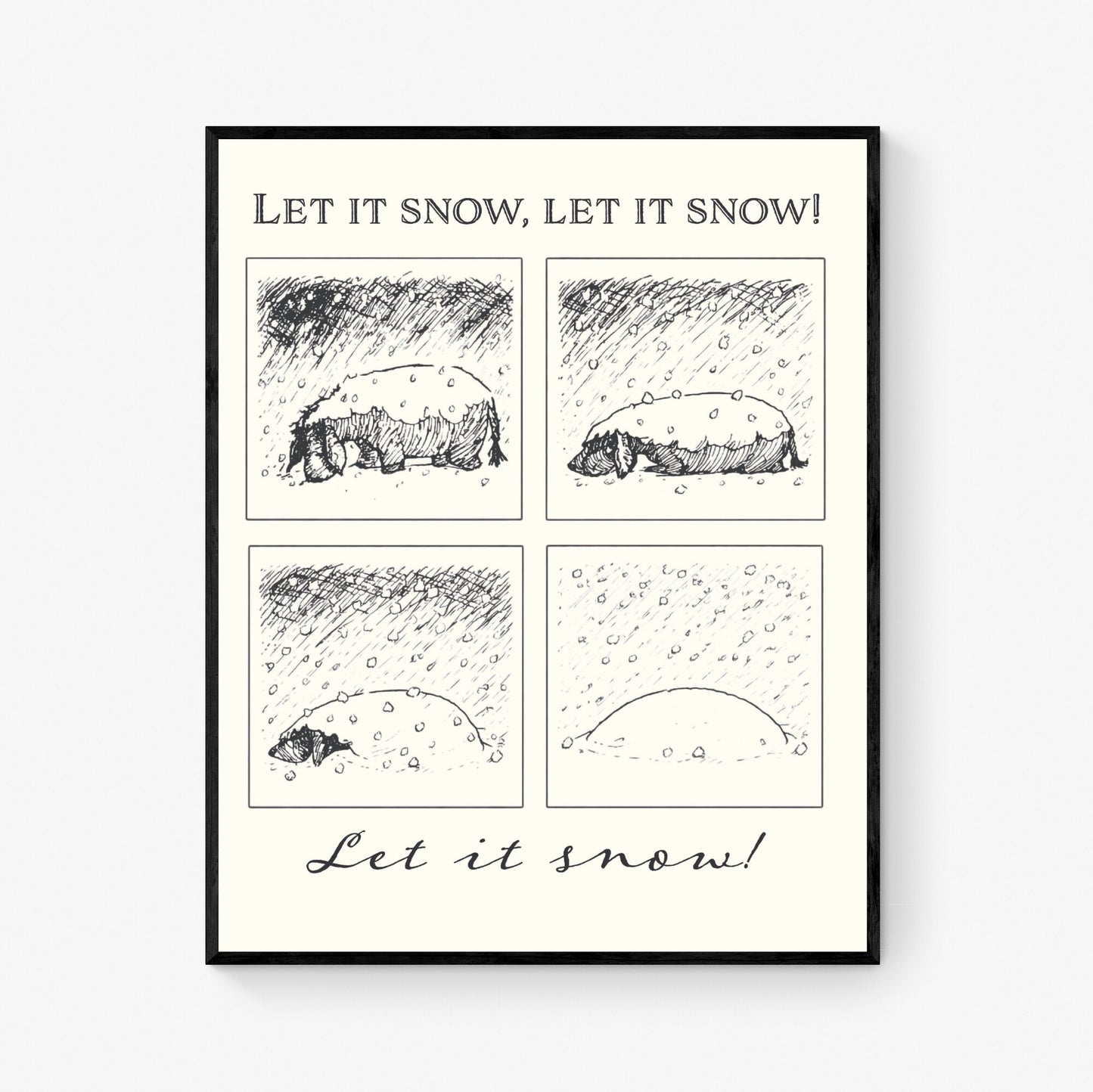 Let It Snow Art Print | Winnie-the-Pooh | AA Milne | Children's Home Decor | Winter Poster