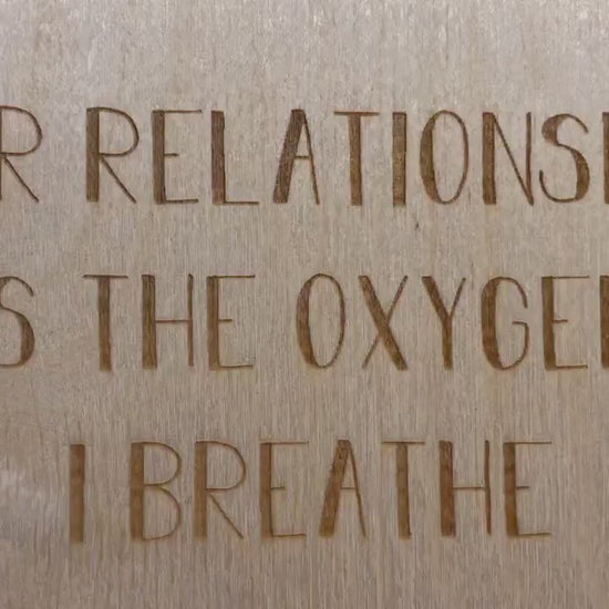 Our Relationship Is The Oxygen I Breathe Wood Card | Birthday Gift | Anniversary | Present For Wife Or Husband