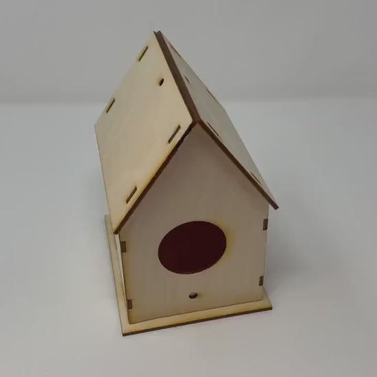 Birdhouse And Feeder | Unfinished | Completed Size: 7 x 6 x 5 in. | DIY Assembly Required