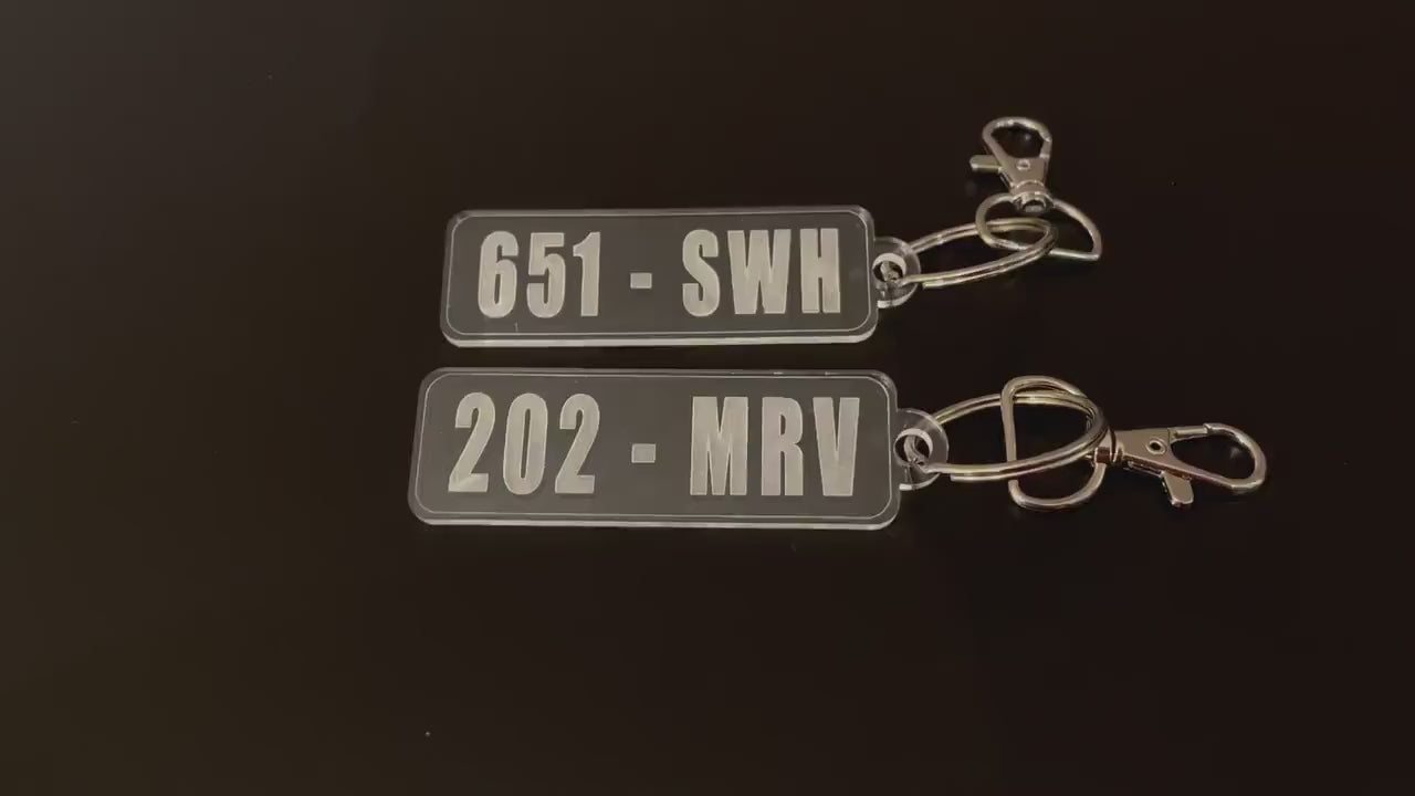 Custom License Plate Number Key Chain | Clear Acrylic