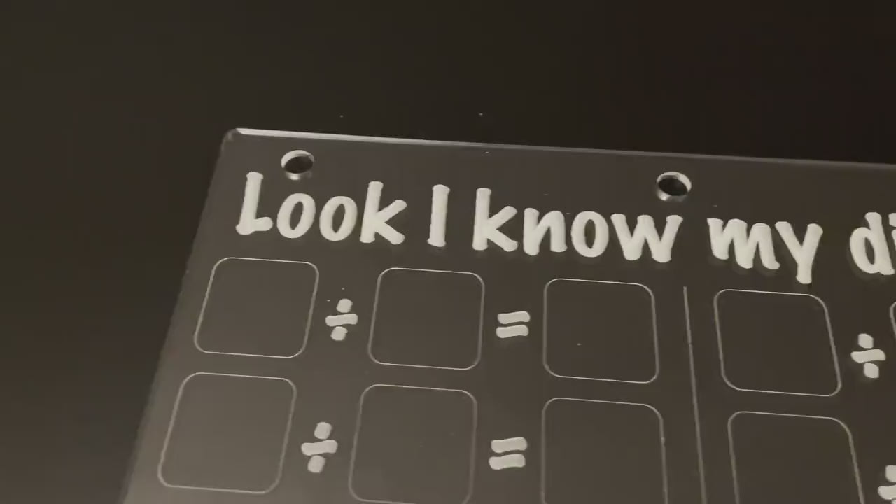Division Practice | Look I Know My Series | Early Education | Math Practice On Acrylic | Fill In The Blanks | Reusable