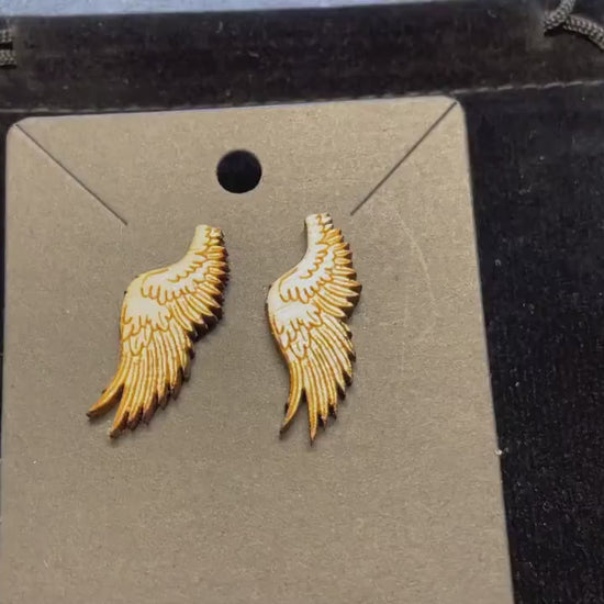 Wings of Icarus Ear Climber | Wood Wings | Stud Earring Backing