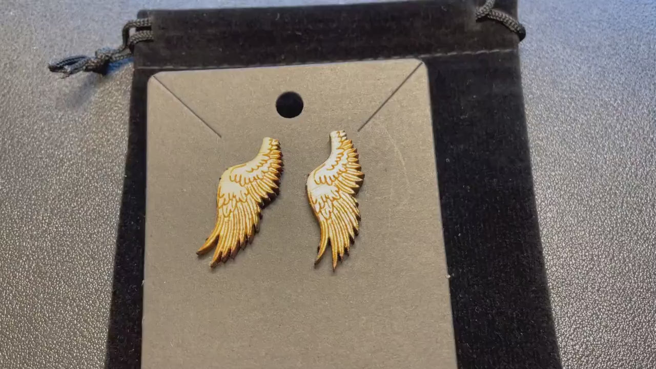 Wings of Icarus Ear Climber | Wood Wings | Stud Earring Backing