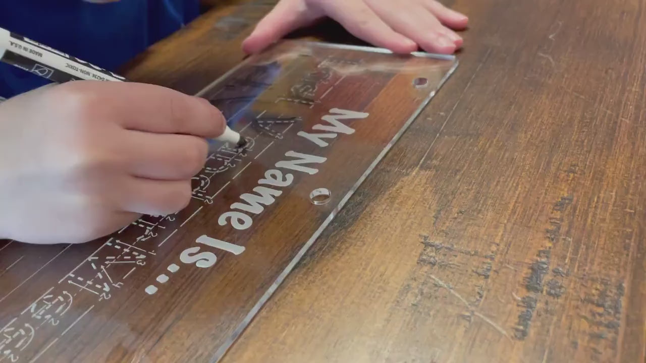 Hi, My Name Is... | Look I Know My Series | Early Education | Penmanship Practice On Acrylic | Custom Engraving To Include Your Child's Name