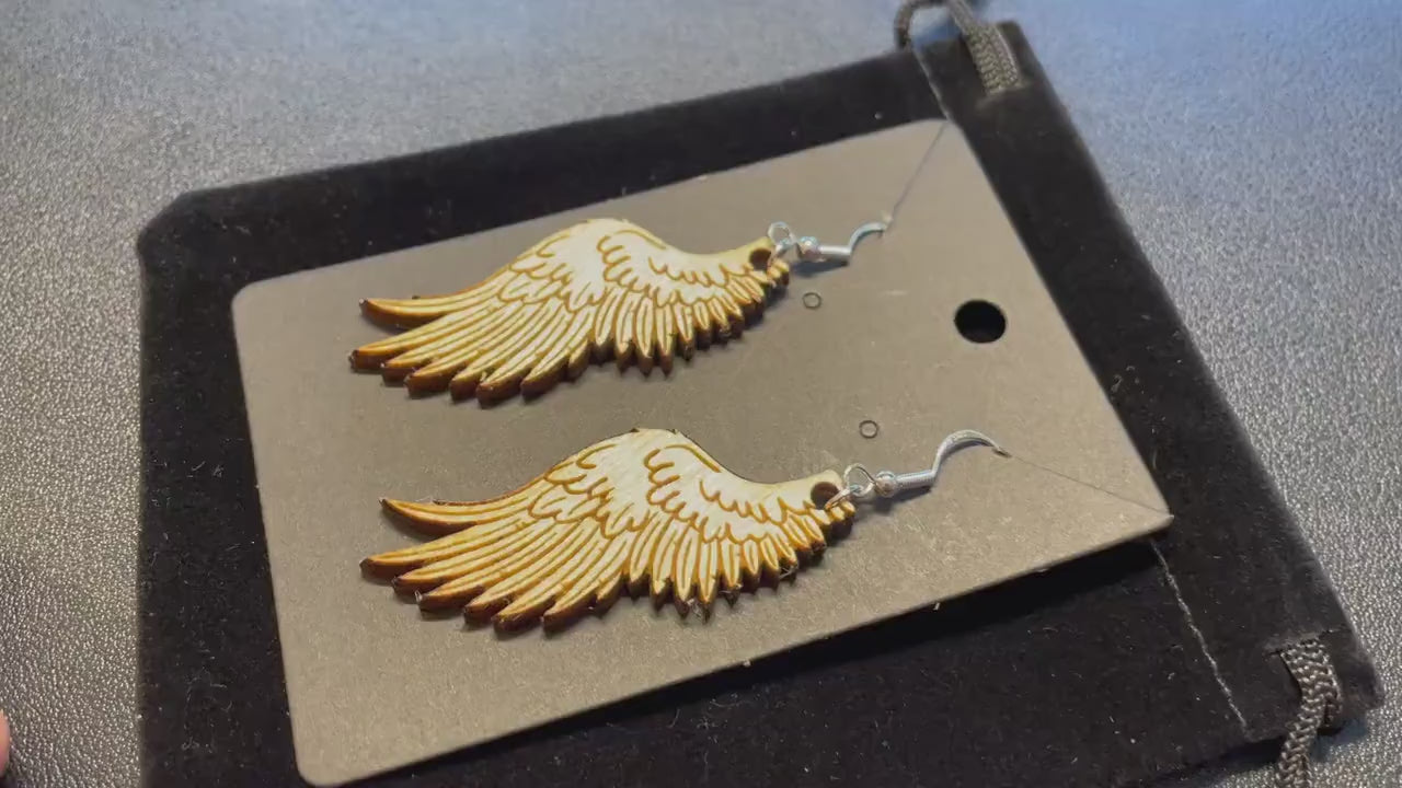 Wings of Icarus Earrings | Wood Wings | Dangle Earring