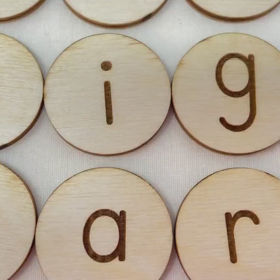 My ABC Bag | Lower Case Letters Only | Wooden Game | Montessori | Early Education | Learning Alphabet | Spelling Toys | Burlap Bag Game