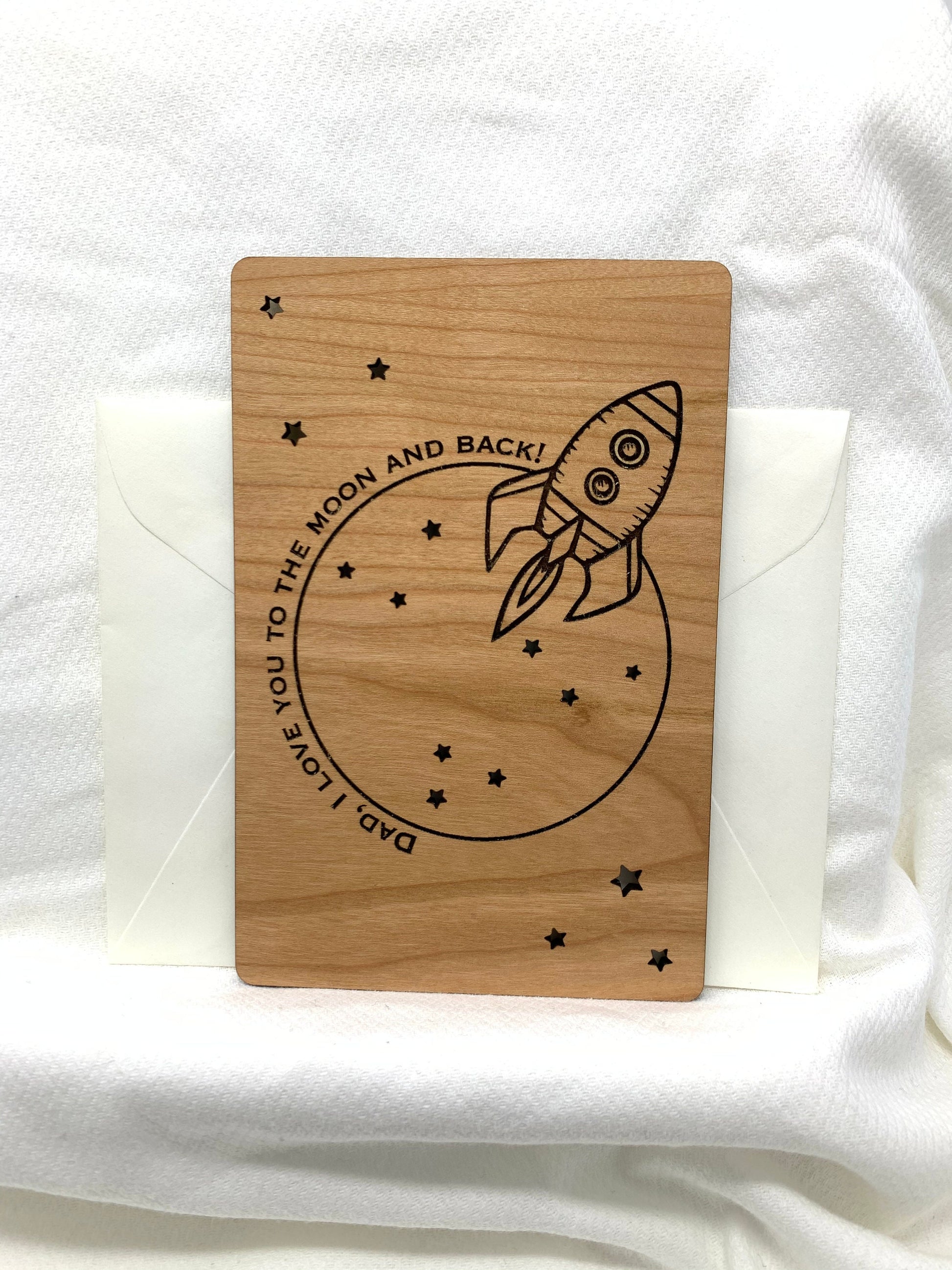 Dad, I Love You To The Moon And Back Wood Card | Father's Day | Dad Birthday Gift