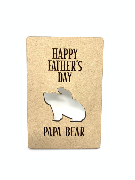 Happy Father's Day Papa Bear | Wood Card | Father's Day | Dad Birthday Gift