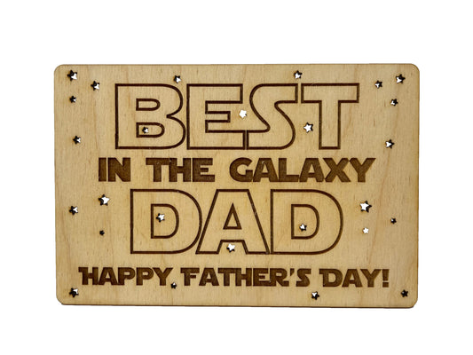 Best Dad In The Galaxy Wood Card | Father's Day | Gift
