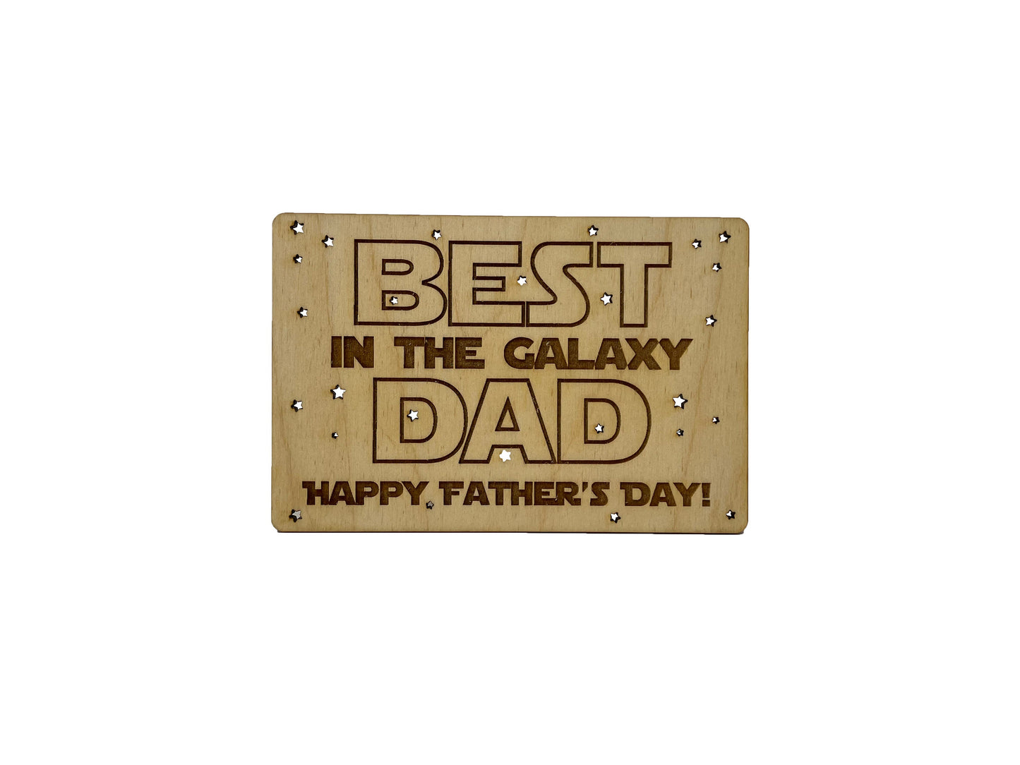 Best Dad In The Galaxy Wood Card | Father's Day | Gift
