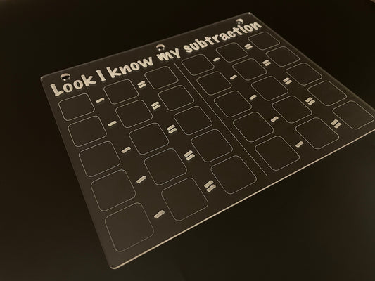 Subtraction Practice | Look I Know My Series | Early Education | Math Practice On Acrylic | Fill In The Blanks | Reusable