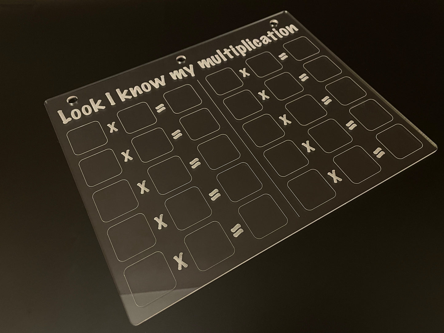 Multiplication Practice | Look I Know My Series | Early Education | Math Practice On Acrylic | Fill In The Blanks | Reusable