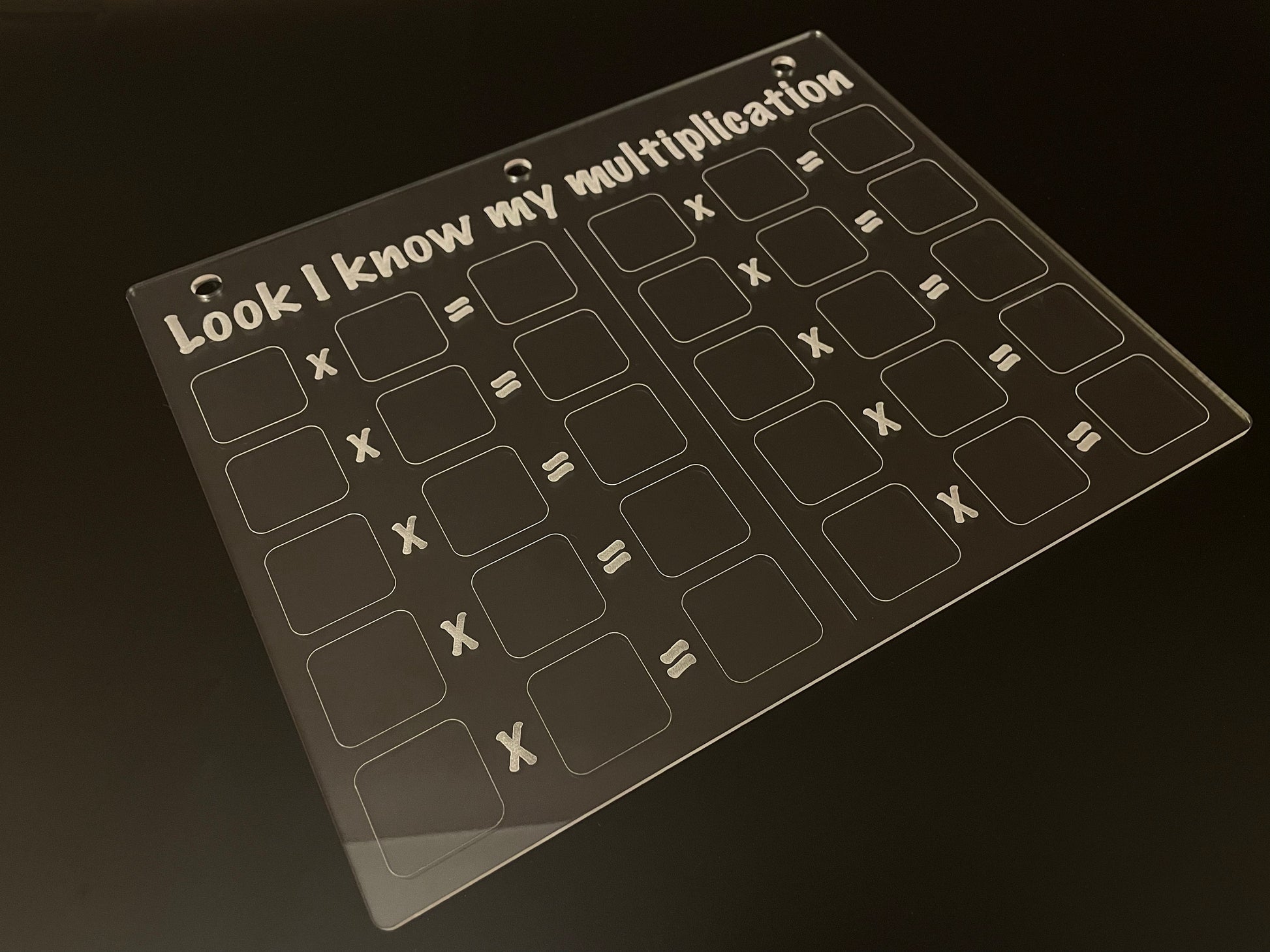 Multiplication Practice | Look I Know My Series | Early Education | Math Practice On Acrylic | Fill In The Blanks | Reusable
