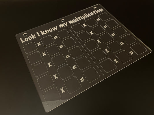 Multiplication Practice | Look I Know My Series | Early Education | Math Practice On Acrylic | Fill In The Blanks | Reusable