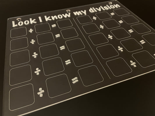 Division Practice | Look I Know My Series | Early Education | Math Practice On Acrylic | Fill In The Blanks | Reusable