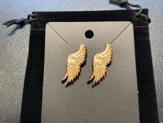 Wings of Icarus Ear Climber | Wood Wings | Stud Earring Backing