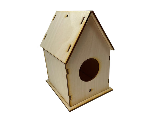 Birdhouse And Feeder | Unfinished | Completed Size: 7 x 6 x 5 in. | DIY Assembly Required