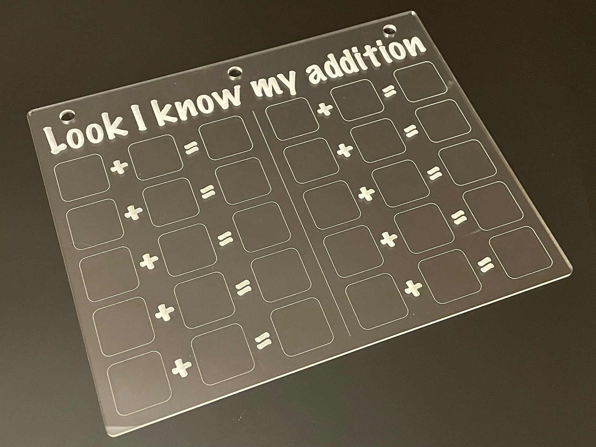 Addition Practice | Look I Know My Series | Early Education | Math Practice On Acrylic | Fill In The Blanks | Reusable