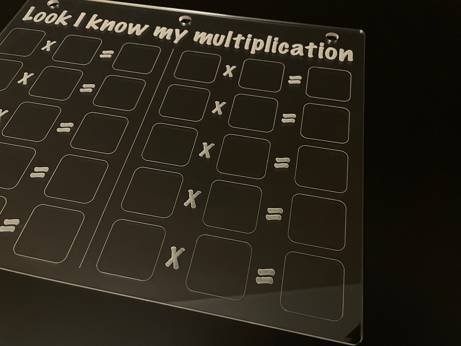 Multiplication Practice | Look I Know My Series | Early Education | Math Practice On Acrylic | Fill In The Blanks | Reusable