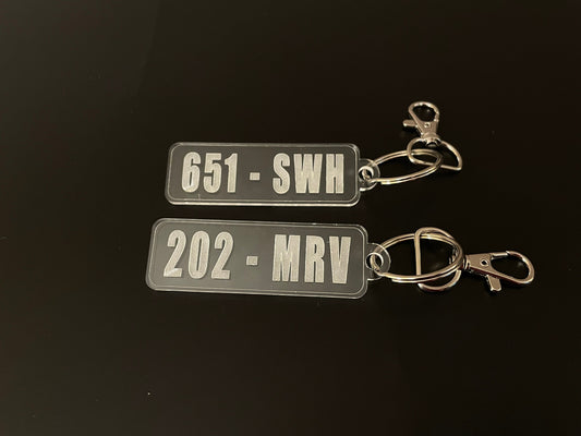 Custom License Plate Number Key Chain | Clear Acrylic
