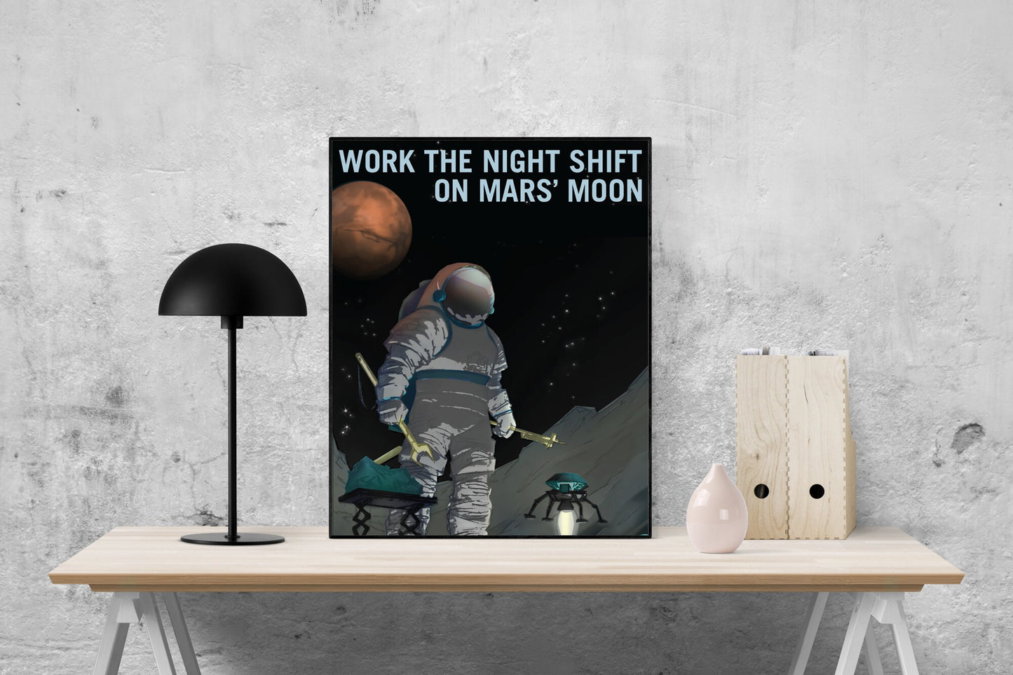 Working The Night Shift On Phobos | Mars | Inner Solar System | Rocky Planet | NASA JPL | Outer Space Art Print
