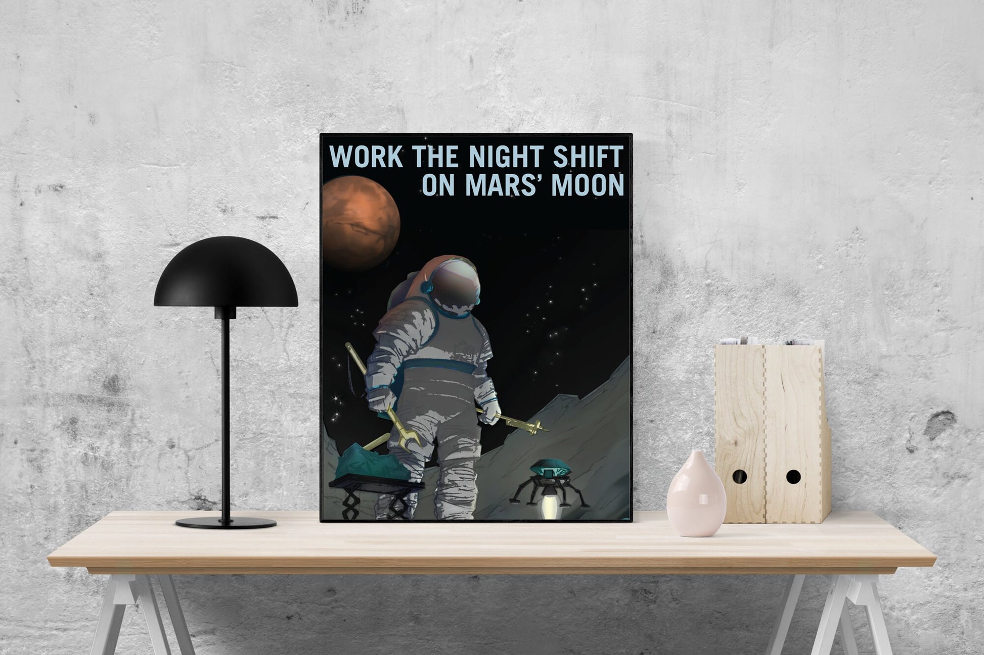 Working The Night Shift On Phobos | Mars | Inner Solar System | Rocky Planet | NASA JPL | Outer Space Art Print