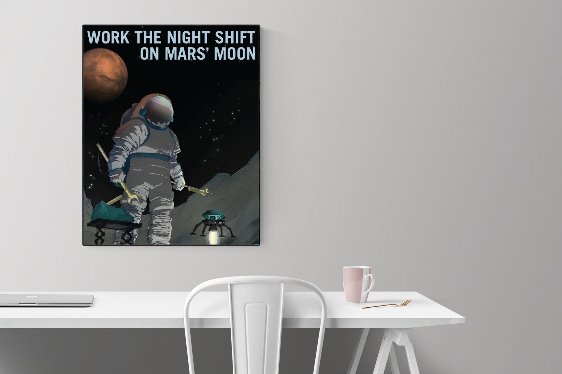 Working The Night Shift On Phobos | Mars | Inner Solar System | Rocky Planet | NASA JPL | Outer Space Art Print