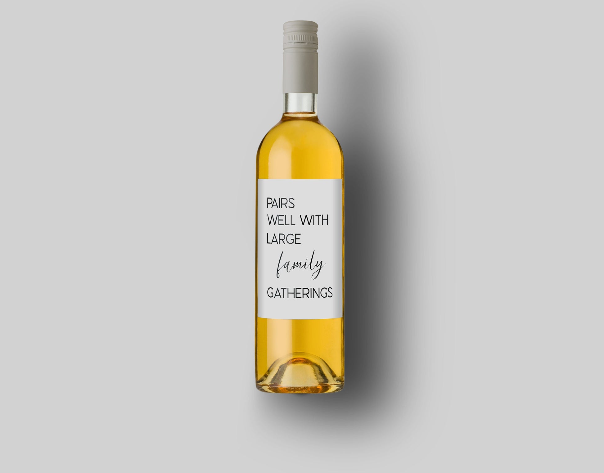 Pairs Well With Large Family Gatherings | Custom Bottle Labels | Personalized Bottle Labels | Party Gift