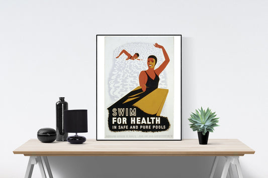 Swim For Health In Safe And Pure Pools | National Park Services | 1940s | Vintage Art Print