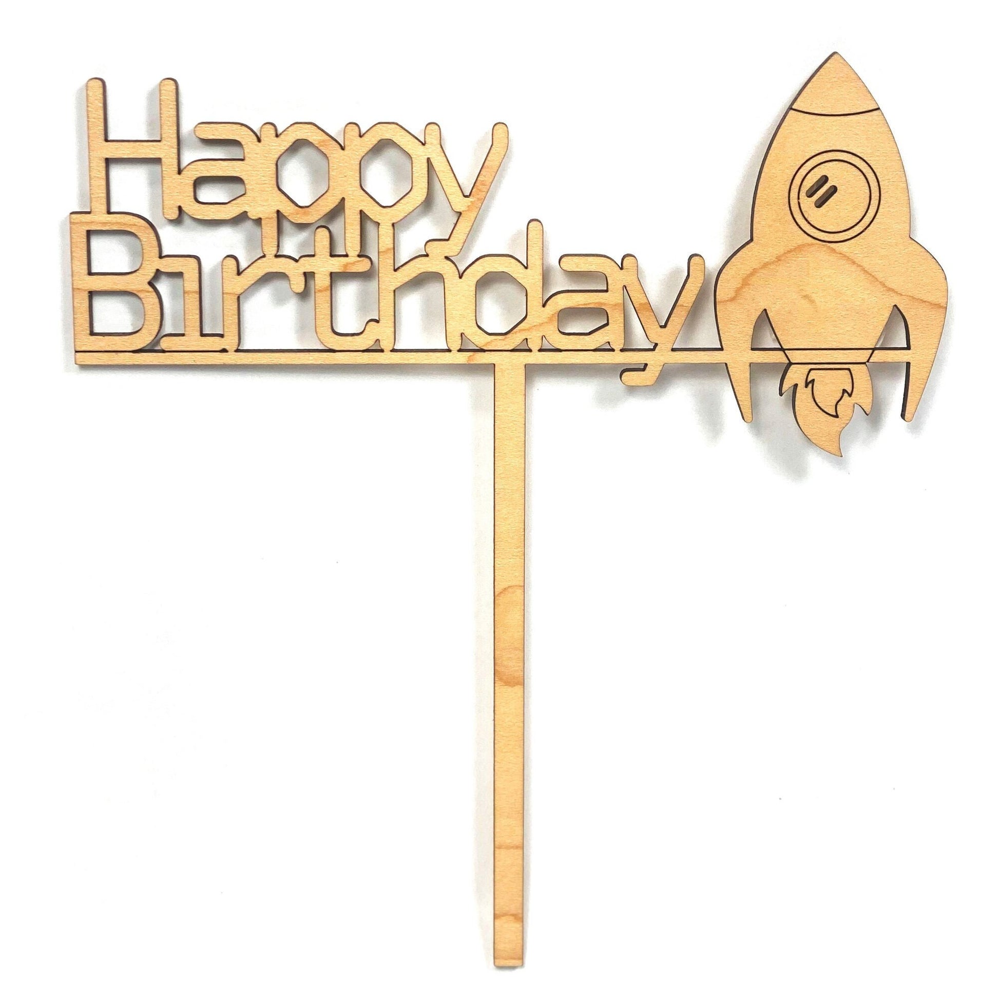 Happy Birthday Cake Topper With Spaceship
