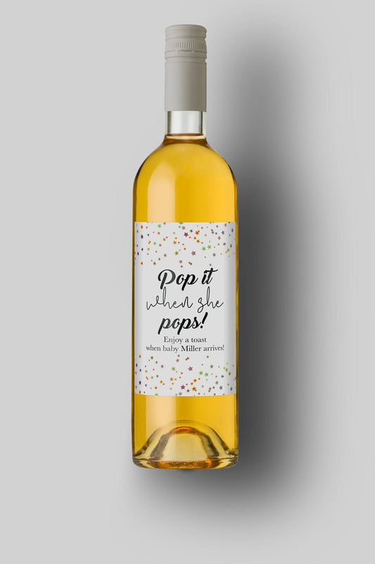 Pop It When She Pops | Custom Bottle Labels | Personalized Bottle Labels | Baby Shower Gift