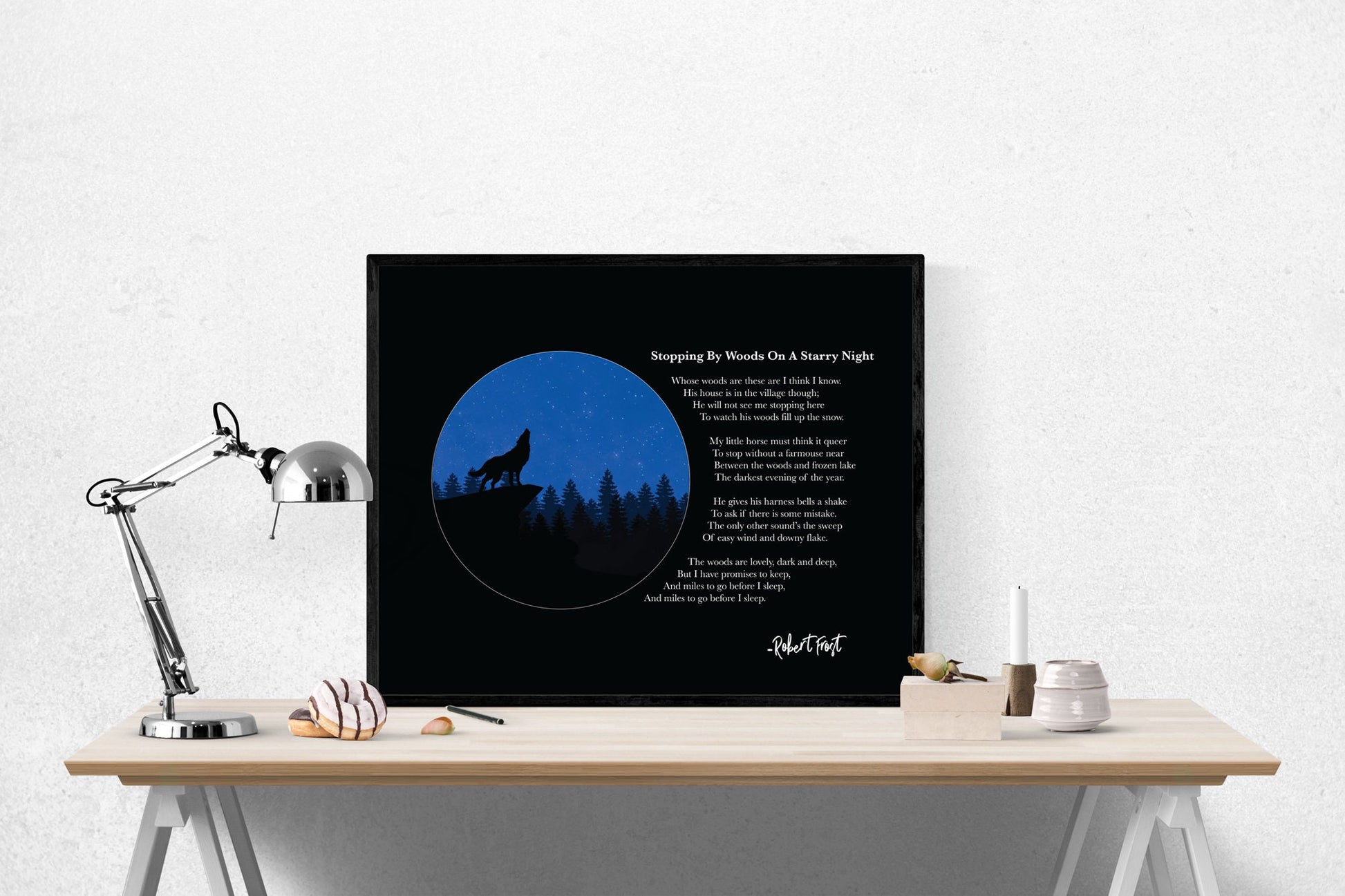 Stopping By Woods On A Starry Night | Robert Frost | Poetry | Art Print